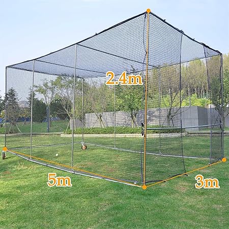 野球バッティングケージ 3x2.5x5m ホイール付き